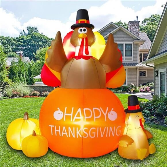 Thanksgiving Inflatables Turkey Outdoor Decorations - Blow Up Turkey Inflatable - Picture 6 of 8